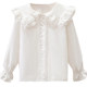 Girls pure cotton doll collar long-sleeved shirt Spring and Autumn 2025 new style medium and large children fashionable children's white performance top
