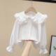 Girls pure cotton doll collar long-sleeved shirt Spring and Autumn 2025 new style medium and large children fashionable children's white performance top