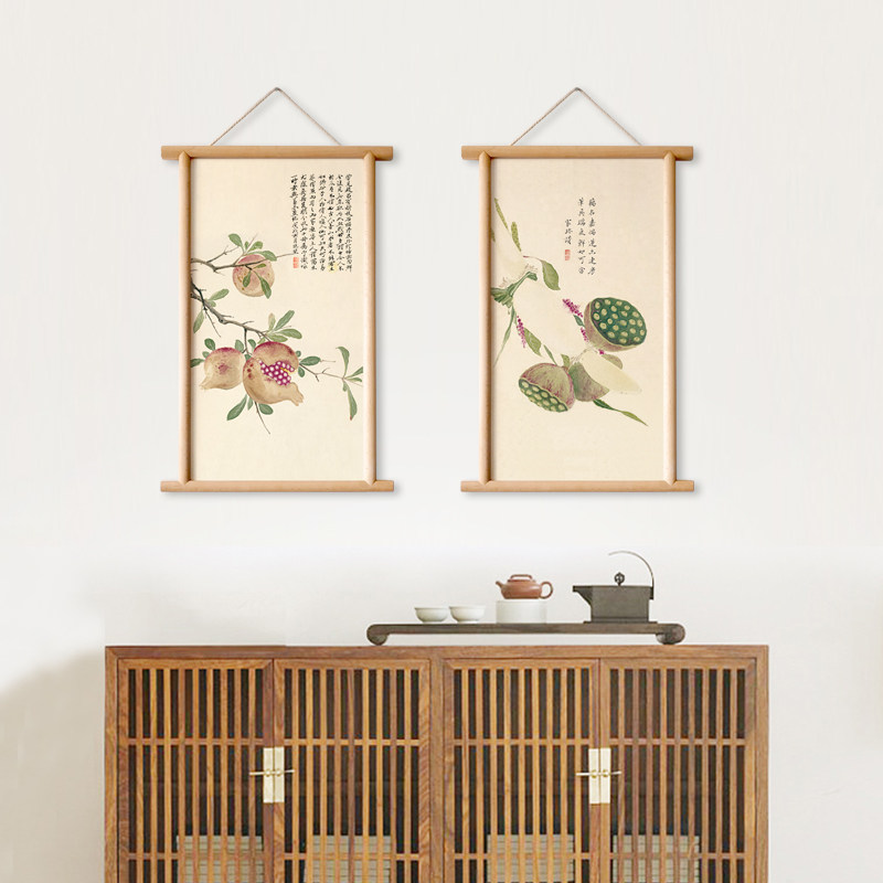 水墨宣言新中式花鸟挂画玄关墙饰装饰画茶室墙挂件走廊尽头墙画_虎窝淘