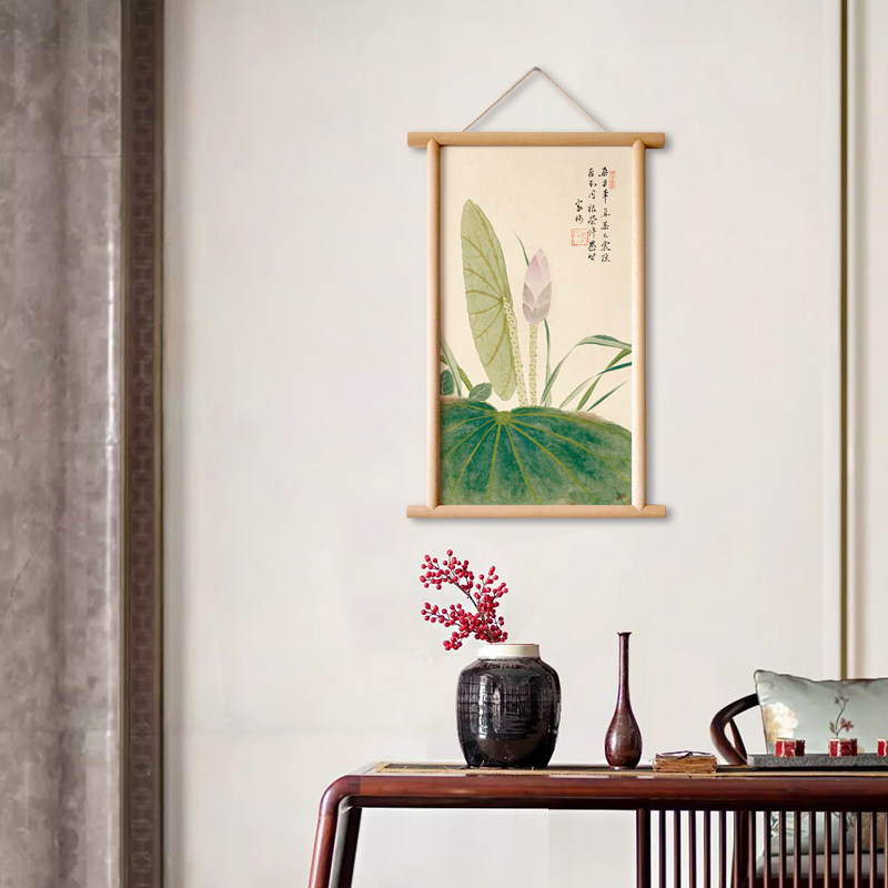 水墨宣言新中式花鸟挂画玄关墙饰装饰画茶室墙挂件走廊尽头墙画_虎窝淘