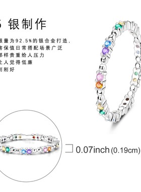 MYBEBOA/美缤宝 纯银S925 露珠边糖果色锆石女士戒指甜美可爱