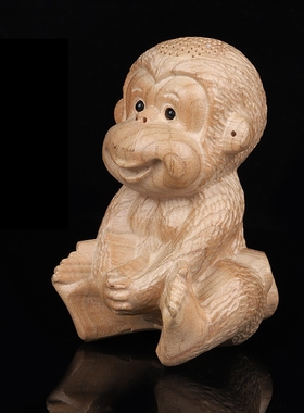 知行斋桃木装饰品吉祥物猴子摆件
