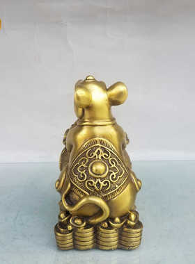 生肖鼠办公室招财袋黄铜吉祥物