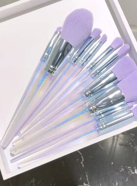 10支紫色水晶刷柄散粉腮红眼影刷