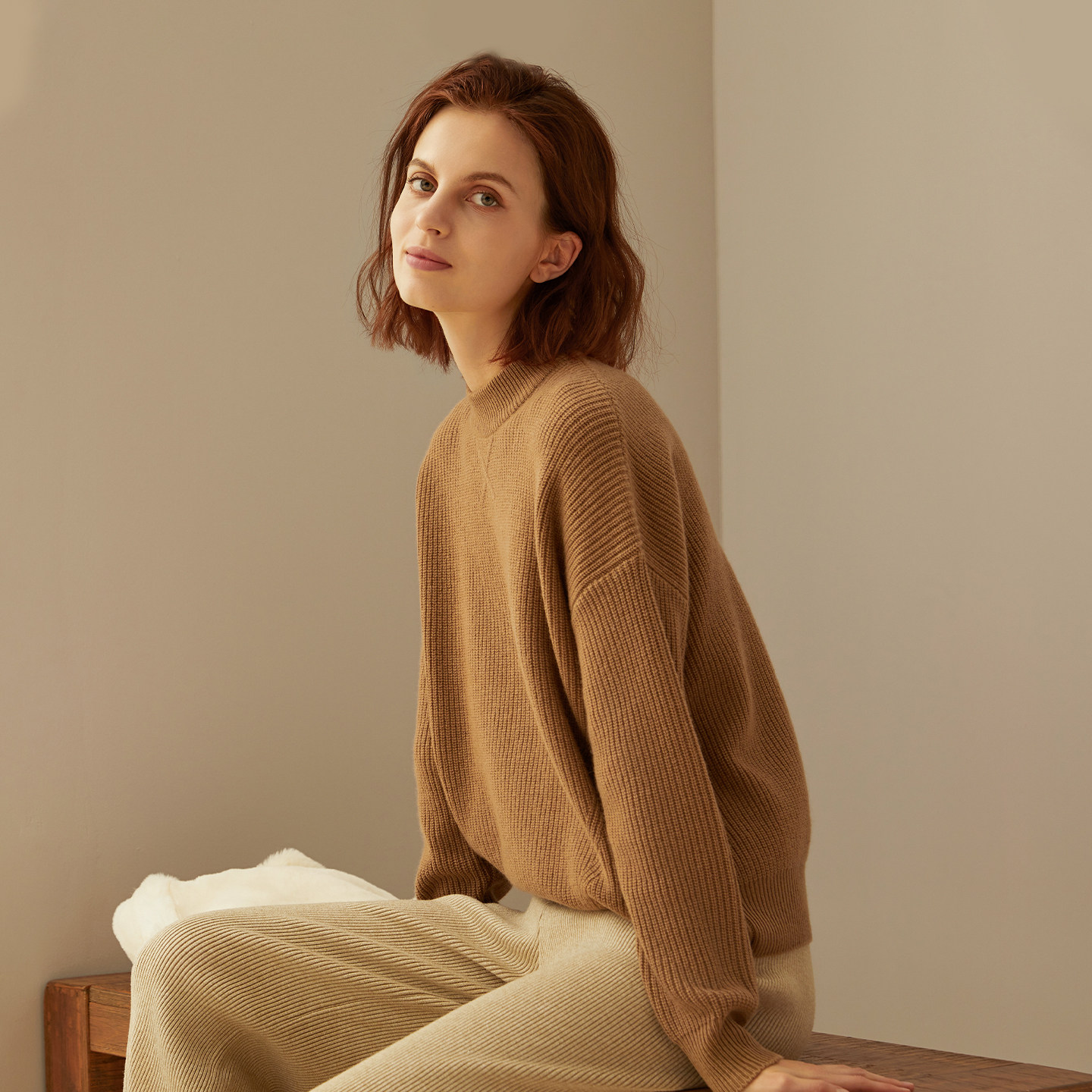 鹿王100%羊绒衫女士半高领变化组织毛衣保暖宽松加厚套衫秋冬新款,淘宝优惠券,粉丝福利购,淘宝优惠卷