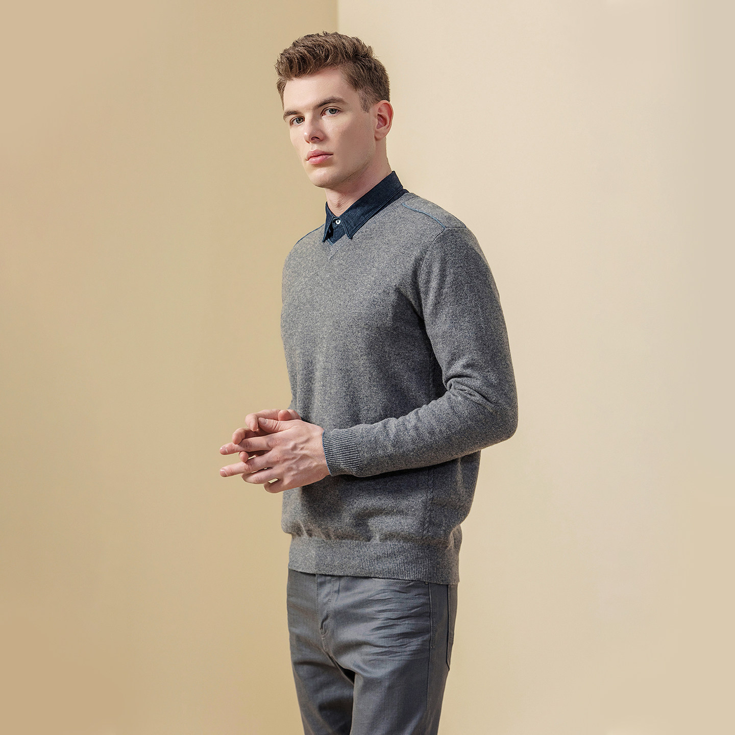 鹿王羊绒衫男100纯羊绒新款V领保暖百搭羊绒男士套头衫秋冬新款,淘宝优惠券,粉丝福利购,淘宝优惠卷