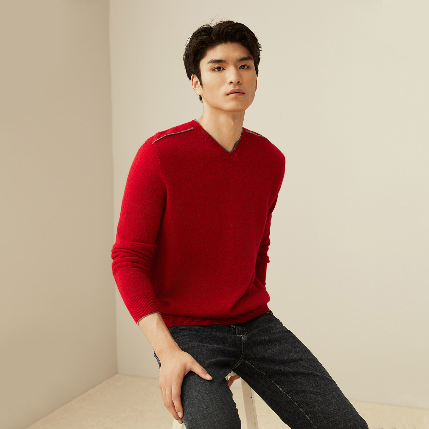 鹿王羊绒衫男100纯羊绒新款V领保暖百搭羊绒男士套头衫秋冬新款,淘宝优惠券,粉丝福利购,淘宝优惠卷