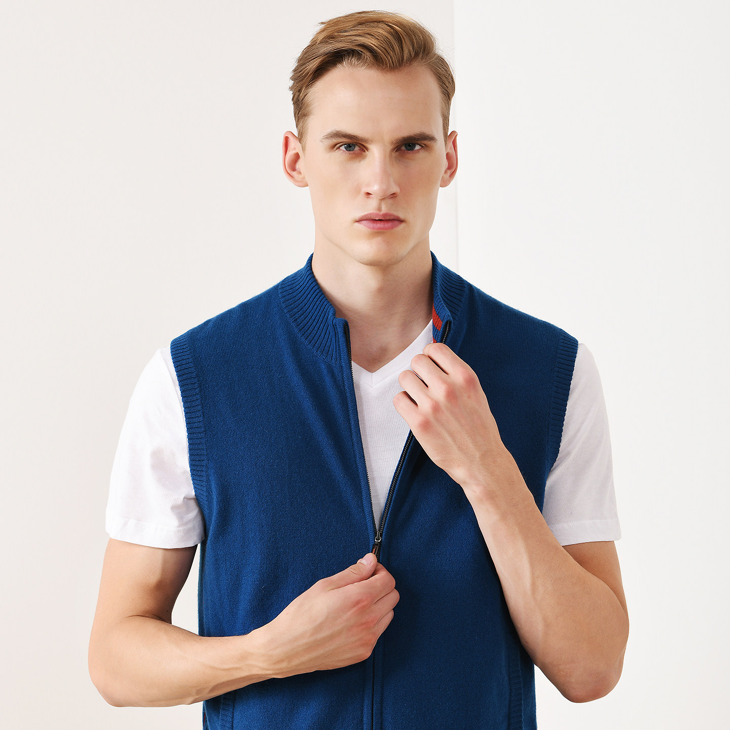 鹿王羊绒衫男100纯羊绒新款半高领山羊绒男士时尚简约无袖背心,淘宝优惠券,粉丝福利购,淘宝优惠卷