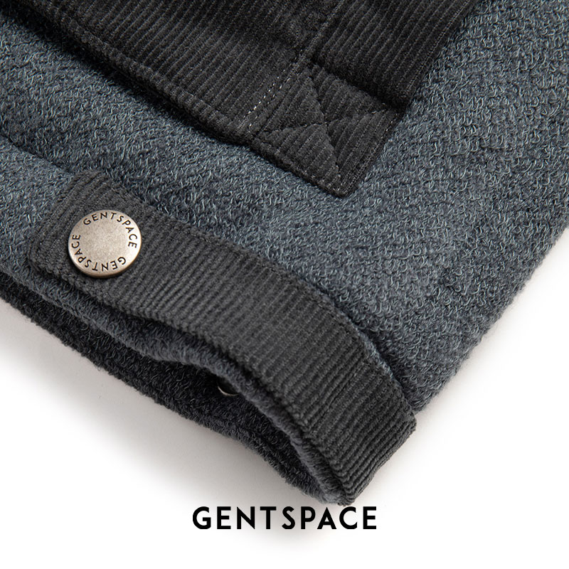 GENTSPACE 2023秋冬新品浅灰绿毛巾布拼接立领羽绒背心-图2