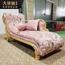 Eurostyle Elegant Embroidered Bouquet Art Courteo Style Solid Wood Engraving Villa Adult Tatami Sofa Bedroom Living Room