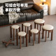Soft bag stool can be stacked six-in-one solid wood Jenga round stool home spare dining table stacking storage wooden stool
