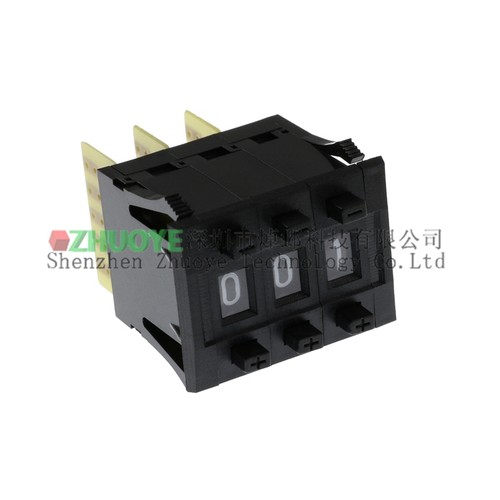 编码数字开关8421C拨码0-9 拨盘 5个触点 1/2/3/4位带挡板 黑色 - 图2