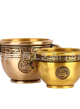 厂家 黄铜制作 黄铜招米进宝象鼻缸 家居桌面米缸摆件