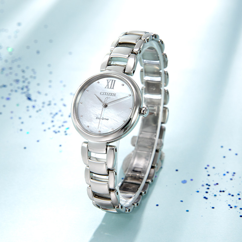 西铁城Hebe同款光动能花语风吟贝母盘钢带手表女表EM0530-81D礼物 西铁城Hebe同款光动能花语风吟贝母盘钢带手表女表EM0530-81D礼物