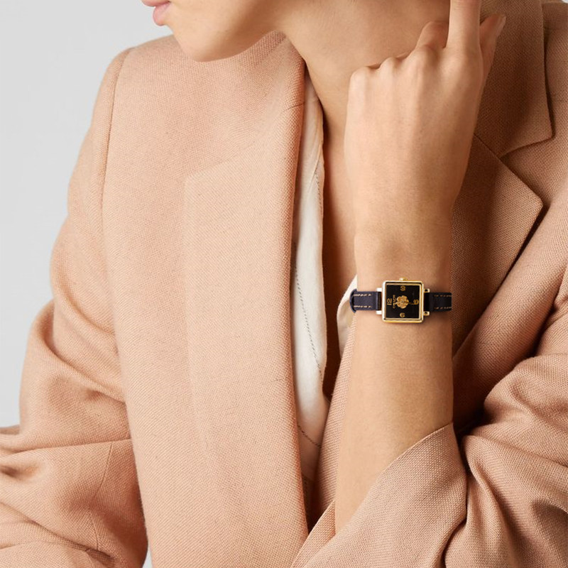 coach蔻驰cass茶玫瑰表盘皮带女表 奥兹海外欧美腕表