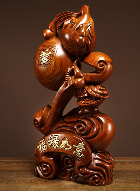 如意木雕居家开业乔迁葫芦摆件
