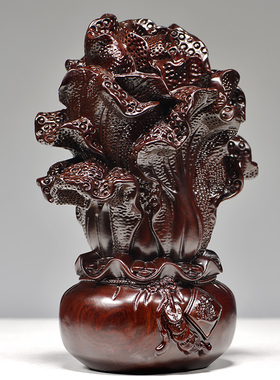 黑檀木雕刻白菜摆件实木白菜元宝家居客厅装饰开业送礼红木工艺品