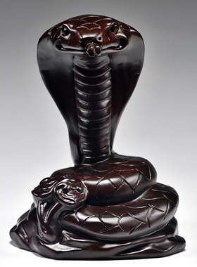 黑檀木雕蛇摆件生肖蛇实木质