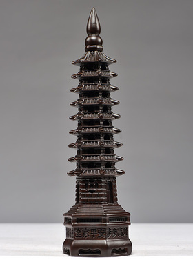 黑檀木雕文昌塔摆件9层文昌塔实木塔家居办公摆设开业送礼工艺品