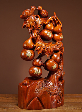 木雕葫芦工艺品家居客厅五福临门