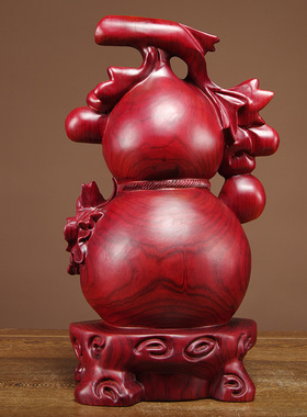 红花梨木雕家居客厅送礼葫芦摆件