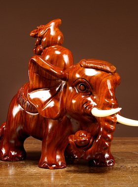 工艺木雕动物家居客厅大象摆件