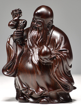 黑檀木雕福禄寿三星神像佛像摆件福星禄星寿星贺寿客厅摆设装饰品