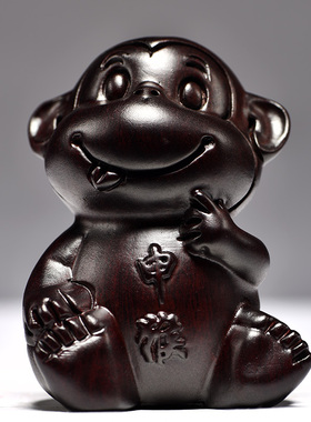 黑檀木雕十二生肖摆件一套实木质鼠牛虎兔龙蛇马羊猴鸡狗猪家居品