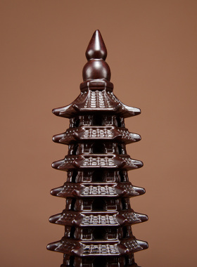 文昌塔实木雕刻家居客厅工艺品