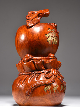 花梨木雕苹果摆件平安果家居客厅玄关装饰实木雕刻红木工艺品送礼