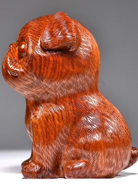 花梨木雕狗摆件十二生肖狗实木家居玄关客厅电视柜装饰红木工艺品