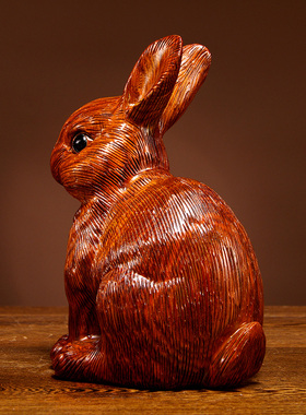 工艺木雕家居客厅礼品兔子摆件
