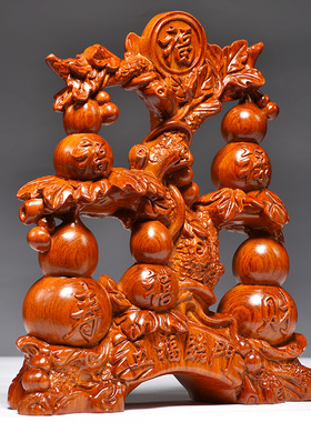 花梨木五福临门葫芦客厅