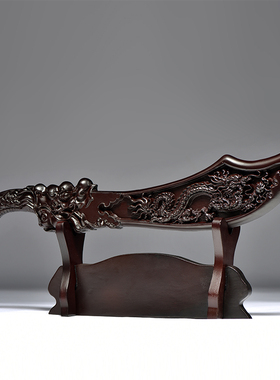 黑檀木雕龙头刀摆件家居宝刀客厅办公家居玄关装饰送礼红木工艺品