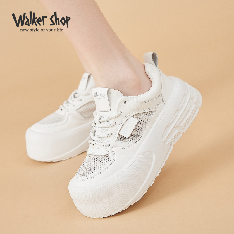 Walker Shop厚底小白鞋女2024年新款鞋子夏季女鞋网面透气板鞋女 - 图2