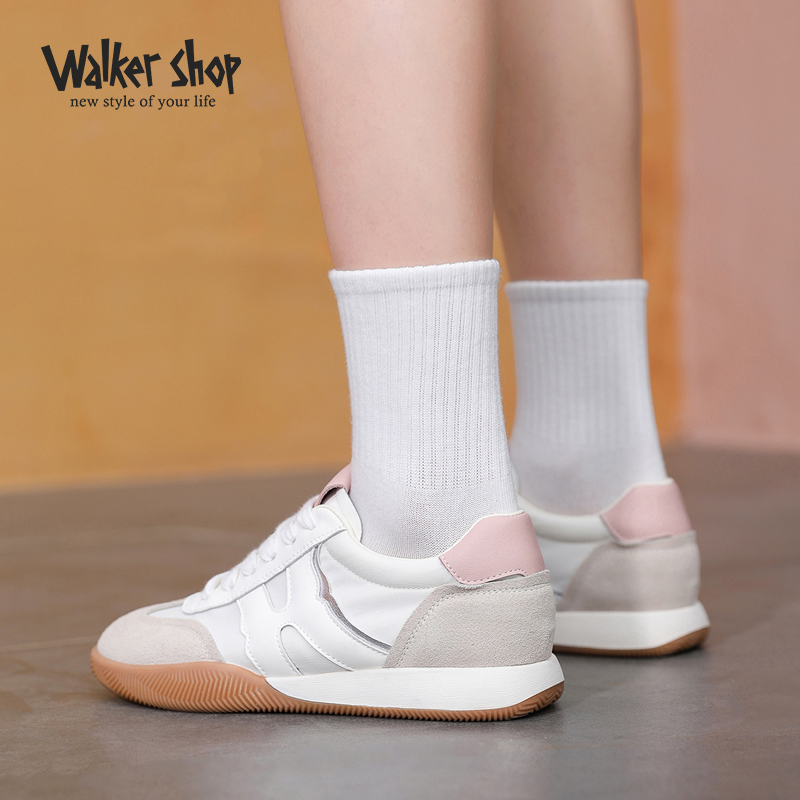 Walker Shop德训鞋女2024新款小白鞋复古休闲鞋厚底板鞋休闲女鞋 - 图1