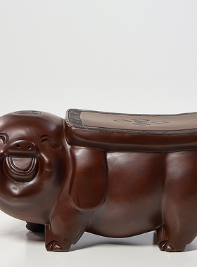 创意实用客厅猪凳子黑檀木中式