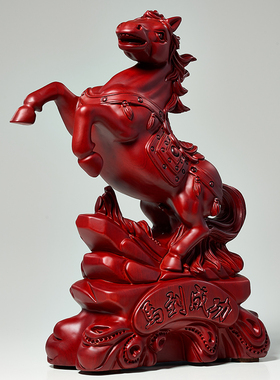 花梨木马摆件吉祥物生肖酒柜