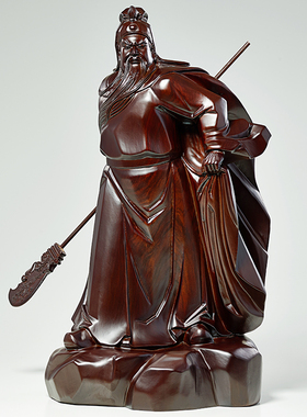 知府黑檀木雕关公摆件