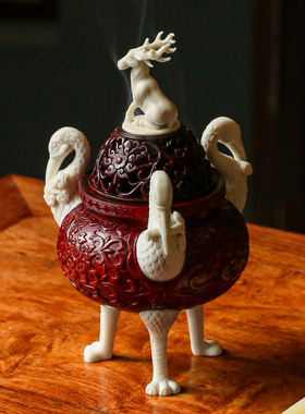 印度小叶紫檀香炉室内红木