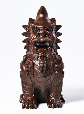 木雕原创神兽獬豸摆件