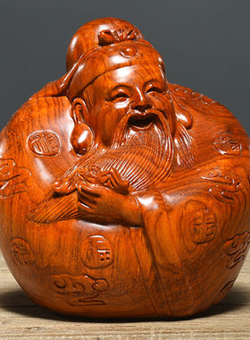 花梨木雕福禄寿三星摆件