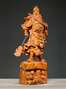知府木雕关公摆件武财神圣君佛像