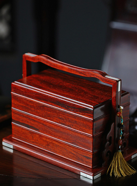 知府印度小叶紫檀中式客厅提粱盒