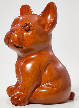 仿真黄花梨木雕小狗复古怀旧客厅