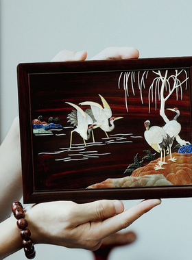 老挝大红酸枝百宝嵌插屏