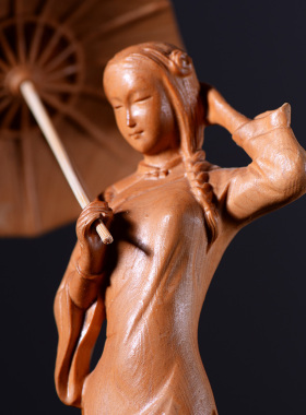 美女手把件雕刻工艺品太行崖柏