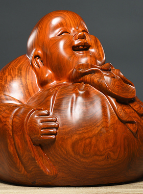 花梨木雕弥勒佛摆件实木质