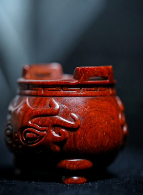 小叶香炉实木家用室内三足