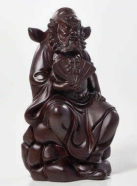 黑檀实木雕刻钟馗神像客厅